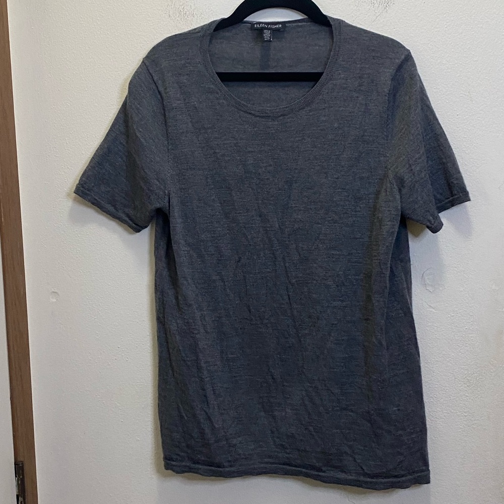 Eileen Fisher merino wool short sleeve sweater tee shirt size M